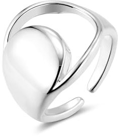 ALEXCRAFT Chunky Ringe Damen Silber Wasserfest Durchbrochene Linie Freundin Temperament Persönlichkeit Ringe Mama Engagement Promise Verstellbar Ring Schmuck für Damen Frauen