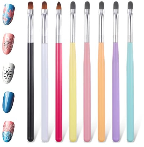 8-Teiliges Acryl Pinsel für Nägel, Multifunktionale Gel Pinsel für Nägel Werkzeuge Nageldesign-Pinsel für NagelverläNgerung Kunsttipps Nagelaufbaupinsel und Heimwerkerbedarf