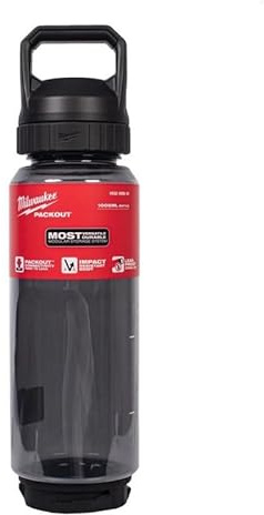 Milwaukee Bottiglia di plastica nera PackOut da 1005 ml con coperchio Chug