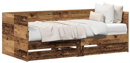 vidaXL Rustic Sofa Bed with Storage Drawers | Solid Recycled Wood Stylish Multifunctional Lounge Furniture 75 x 190 cm Suitable for Guest Area