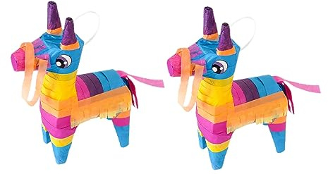 Bunte Esel Piñata aus Papier, 2 Stück, zum Aufhängen