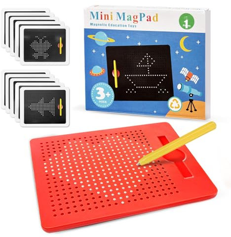 AMFUN Magnetische Zeichentafel, Kinder Magnetisches Stahlkugel Zeichentafel, Magische Magnetspiel, Magnet Spiel mit Kugeln und magnetischem Stift, für Kinder Ab 3 Jahre (Rot)