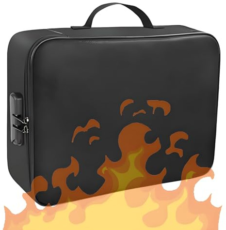 BAPPKON Boîte à Documents Ignifuge avec Serrure – 36,8 x 27,9 x 10,2 cm, Grande capacité, Sac à Documents Ignifuge à 3 Couches, boîte de Rangement verrouillable résistante à l'eau pour passeports