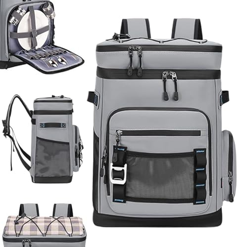 Isolierter Rucksack-Kühler, 30 l, Kühltasche, Kühltasche, Aufbewahrungstasche, Eistruhe für Damen, Herren, Mittagessen, Getränke, Roadtrip, Reisen, Camping, Wandern, Einkaufen