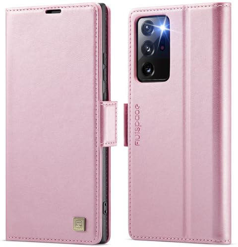 Teeirllim Hülle für Samsung Galaxy Note 20 Ultra Handyhülle, RFID-Blockierung, Premium PU Leder, Kartenfach Klappbar Tasche Flip Case, Klapphülle Schutzhülle für Samsung Galaxy Note 20 Ultra, Rosa