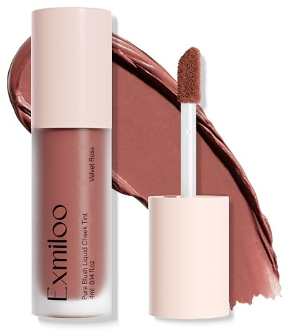 Exmiloo Liquid Blush, Velvet Rose Soft Matte Cheek Tint | Velvet rose matte for daily cheeks; silky, buildable and easy to blend without a heavy powdery look.