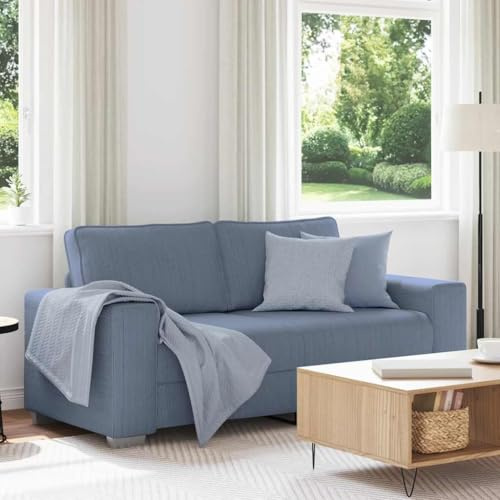 HFXHIJXQ Zweisitzer Sofa Cord Blau 180 x 77 x 82 cm, dick gepolsterte Sitze, Holz-Metall-Gestell, Sofas & Couches für Living Room, Bedroom und Lounge