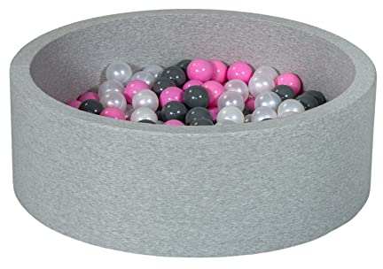 Bällebad Ballpool Kugelbad Bällchenbad Bällchenpool Kinder Pool mit 150 Bällen (Farbe der Bälle: perlweiß, rosa, grau)
