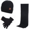 YULOONG Winter Beanie Mütze Schal Touchscreen Fahrhandschuhe 3 in 1 Set für Herren Damen Rippstrick Schwarz