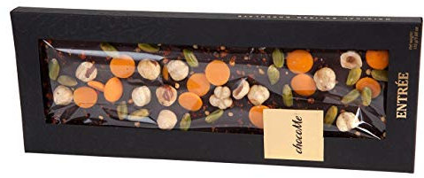 Chocolate negro artesanal con naranja, pistachos y avellana, 110 gramos