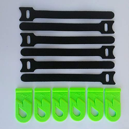 Set Haken Öse für Markisen Fiamma, Omnistor, Thule mit Kederschiene für Wohnmobil, Caravan, Camping (Klettband+Haken geschlossen für Kederschiene 7mm, Neon grün, 6)