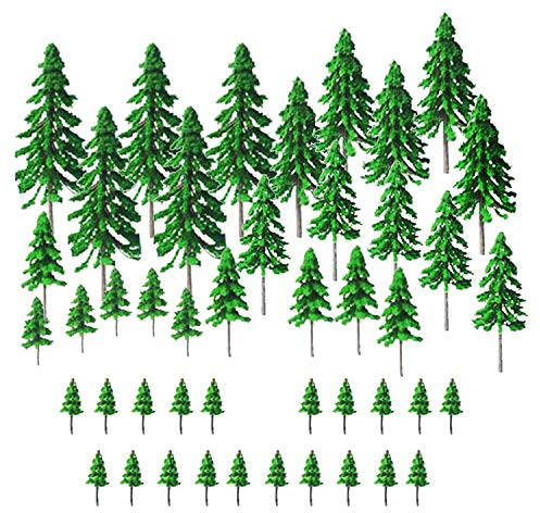 Woohome 45 Stück Modell Bäume Mini Miniatur Bäume Mischwald Bäume Landschaft Diorama Baum Architektur Bäume für DIY Landschaft, Natürliche Grün, 5CM ~ 15CM