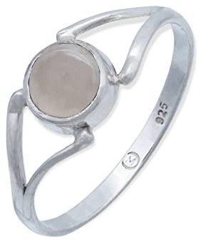 mantraroma Damen Ring 925 Silber Rosenquarz Edelstein rosa schlicht modern