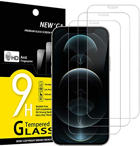 NEW'C 3 Pack Designed for iPhone 12 Pro Max Screen Protector (6.7), Enhanced Tempered Glass Protection, Case Friendly Anti Scratch Bubble Free Ultra Resistant