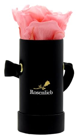 Rosenlieb Rosenbox Schwarz mit Infinity Rosen (3 Jahre haltbar) | Echte konservierte Blumen| Flowerbox inkl. Grußkarte| Geschenk Box für Frau Freundin Weihnachten Valentinstag (Pico Bella Rosa)