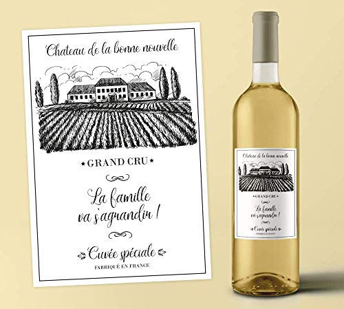 Etiquette bouteille de vin personnalisée - annonce grossesse, demande témoin