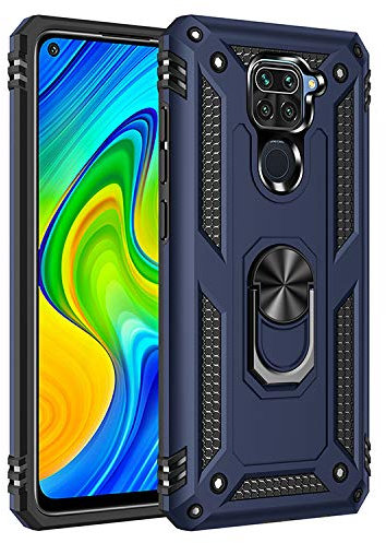 Max Power Digital Cover per Xiaomi Redmi Note 9 con Girevole Anello 360 Gradi Custodia Magnetica Antiurto Rigida Resistente Protettiva Case Bumper Ring (Xiaomi Redmi Note 9, Blu)