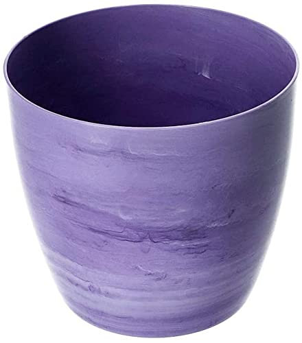 B2C Flower Pots 6 Colours 4 sizes Marble Plastic Plant Pots Planter Deco (18cm, Purple Marble)