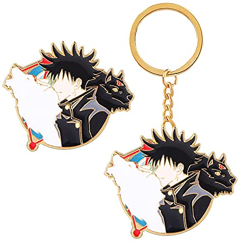 ROSETOR 2 Stück Jujutsu-Kaisen Gojo Satoru Schlüsselanhänger und Brosche Anime Periphere Puppe Anhänger Schlüsselanhänger Charms (STYLE5), Einheitsgröße