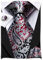 Hi-Tie Herren Krawatte Schwarz Paisley/Plaid/Streifen/Einfarbig Krawatten Set Einstecktuch Manschettenknöpfe Business Formal Hochzeit Meeting Geschenkbox,rotes silbernes Paisley