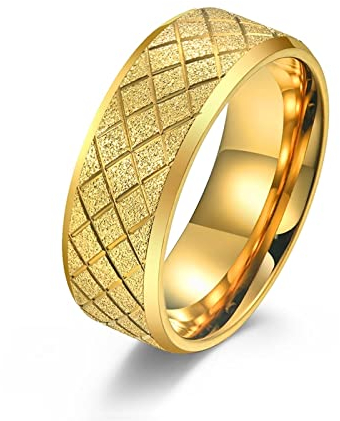 Hoisy Gute Ringe für Männer, Männer Ringe Golden Diamantlinie Gold Größe 67 Men Fashion Schmuck Ehering