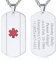 Custom4U Chapa Hombre Alerta Medica Nombres Personalizados Cruz Roja Colgante Placa Rectangular Acero Inoxidable 316L Joyería Identificativa de Abuelos Enfermos Ancianos Niños