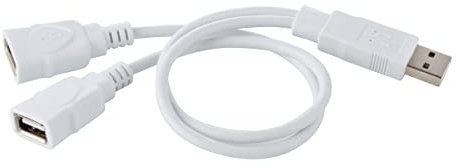 Y Splitter Cable, USB 2.0 Male to 2 Female Adapter Cord, Extension Cable Split Data and Power Cable for All USB Devices (White)