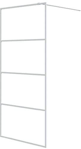 vidaXL Paroi de Douche Ecran Cloison Cabine de Douche Salle de Bain Intérieur Résistance aux Eclaboussures Blanc 90x195 cm Verre ESG Transparent