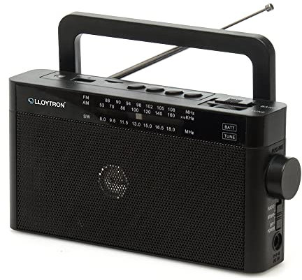 LLOYTRON Rhapsody AM/FM/SW Radio with MusicStream- Portable and Rechargeable - MP3 Playback via USB or Micro SD - Mains or Battery Powered - N6404BK - Black