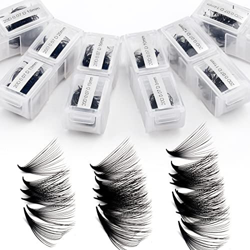 20D Premade Fans Eyelash Extensions 1200PCS Pre Made Fans Lashes Mixed 9-20mm 0.07 D Curl Handmade Loose Volume Lash Extension Premade Lash Fans (1200-20D-0.07-D-920)