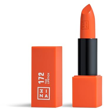 3INA - The Lipstick 172 - Labial Naranja - Mate - Cremoso | Barra de Labios con Vitamina E y Manteca de Karité - Alta Pigmentación - Olor a Vainilla - Vegan - Cruelty Free