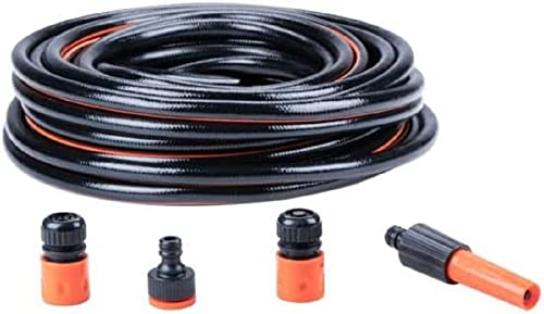 BLACK+DECKER Tubo da giardino, 5 pezzi, 20 metri, max. 6 bar, PVC, colore nero/arancione