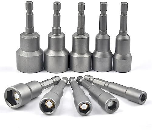 Llave de Vaso Hexagonal Magnética TIMESETL 10Pzs Llave de Vaso de Impacto 6-19mm, Juego de llaves de Vaso Hexagonal Magnética Herramienta Adaptadora de llaves de vaso, Llaves de Vaso para Taladro