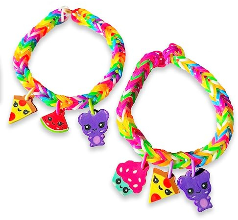 Rainbow Loom Bandai Loomi-Pals Sammlerstücke, Schmuckhersteller für Lebensmittel, Bastelarbeiten, Loom-Bänder, Armbandhersteller-Set für Jungen und Mädchen, Zubehör mit Loom-Band-Anhängern