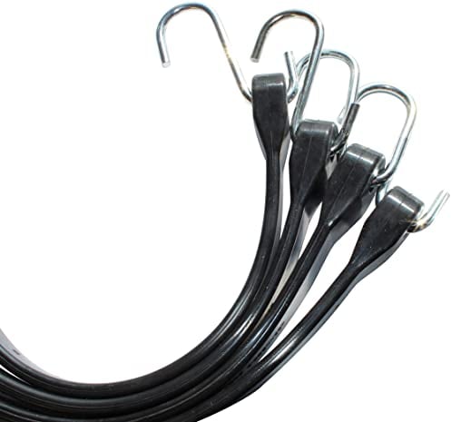 Spanngummi-Set (4x105cm) Schwarze Expander EPDM-Spanngummis mit S-Haken, Starke Outdoor Gummis, UV-beständig