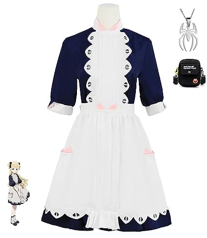 Anime SHADOWS HOUSE Cosplay Kostüm mit Halskette Abendanzug Geschenk für Manga-Liebhaber Halloween-Karneval-Party-Verkleidung Outfits Uniform für Bühnenaufführungen, Anime-Ausstellungen (S, Blau)
