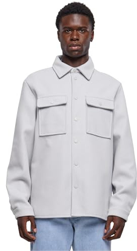 Urban Classics Plain Overshirt Männer Langarmhemd hellgrau Basics