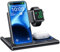 EXW Station de Charge, Chargeur à Induction 3 en 1 Chargeur sans Fil Compatible avec iPhone 16/15/14/13/12 Série, Apple Watch 10/9/8/7/6/SE/5/4/3, AirPods 2/3/4/Pro-Noir
