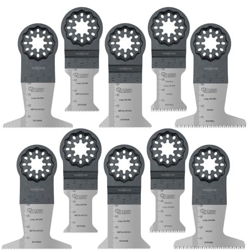 10 x SabreCut SCFNK10 Mix Bimetal (BIM) Long Life Multi Tool Blades for Bosch Fein Starlock/Starlock Plus and Starlock Max Multi Tool Fitting System and Accessories