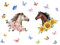YunBey Wandtattoo Pferde, Wandaufkleber Pferdekopf mit Schmetterlinge Blumen, Wandsticker Kinderzimmer Mädchen Schlafzimmer Wohnzimmer Jugendzimmer Wanddeko