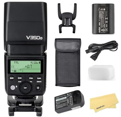 Godox V350O Blitz-Speedlite für Olympus Panasonic mit 7.2V/2000mAh Lithium-Ionen-Akku,2.4G Kabellos,500 Blitze mit Voller Leistung,0.1s-1.7s Wiederaufladezeit,TTL-Blitzgerät für Olympus Panasonic