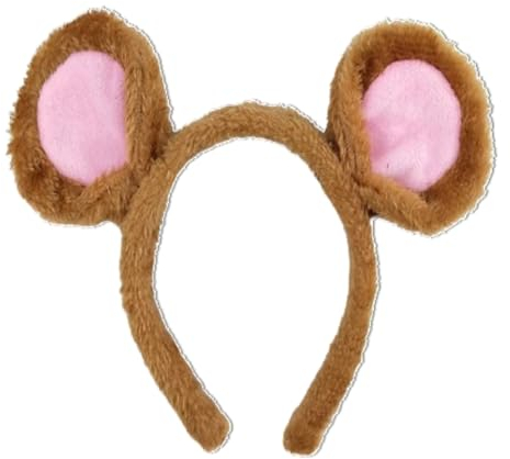 EHOTER Haarreifen mit Maus Ohren Tier Verkleidung Kostüm Set Plüsch Maus Ohren Stirnband Cartoon Bärenohren Niedlich Party Kopfbedeckung Mode Haarbänder Kinder Erwachsene Geschenk (Braun)