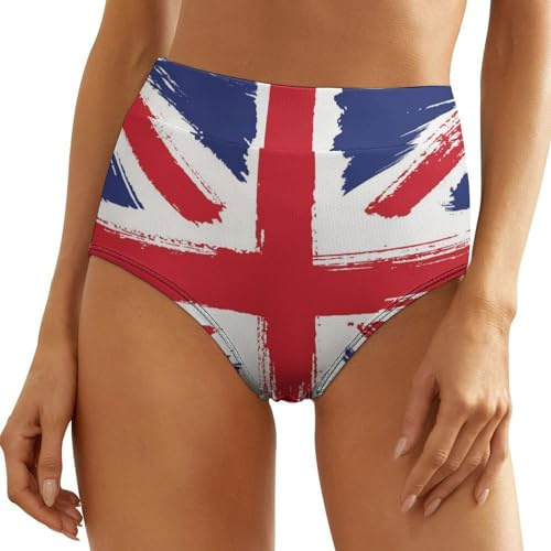UMENG Union Jack Women's No Show Underwear High Waist Panty Seamless Bikini Brief Panty