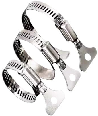 15-Pack Mixed Pac Key-Type 304 Stainless Steel Worm Gear Hose Clamps, Fuel Pipe Clamps for Automobiles, Pipelines and Mechanical Application， 5 pieces of each size(10-16mm, 16-25mm, 21-44mm)