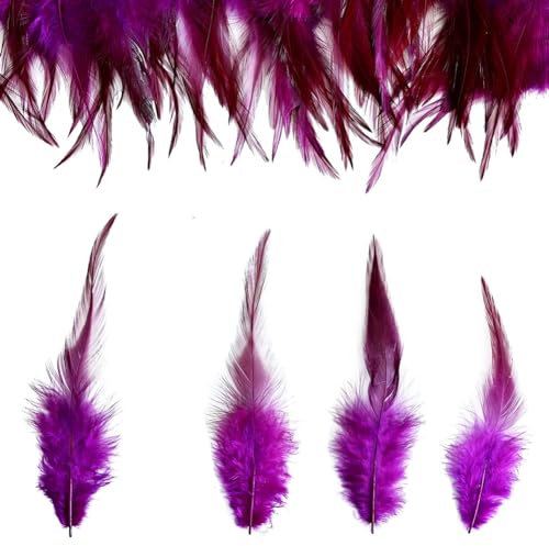 Yurosiay 50 Stück Bunte Federn 12-17cm Lang Federn zum Basteln Natürliche Federn Flauschige Federn Groß Bastelfedern DIY Deko Federn für Handwerk Traumfänger Hüte Haarschmuck Zuhause Lila