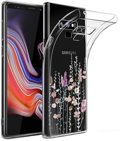 Kaywzo Hülle für Samsung Galaxy Note 9,Transparent TPU Handyhülle mit Gemälde Blume Muster,Ultradünn Stoßfester Schutzhülle,Schön Silikon Cover Case-3