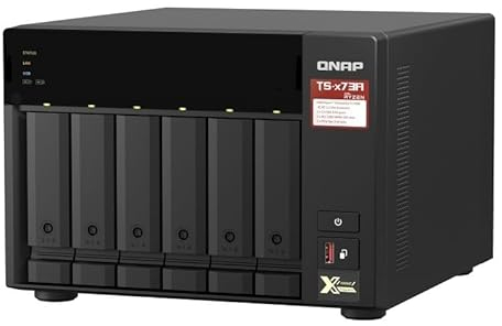 QNAP TS-673A 6-Bay Turbo-Station NAS (AMD Ryzen™ Embedded V1500B 4-Core/8-Thread 2,2 GHz 8GB DDR4 RAM 2xRJ-45 2,5 GbE LAN-Port) 72TB Bundle mit 6X 12TB WD Red Plus HDDs