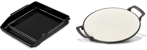 Enders Plancha Grillplatte, aus emailliertem Guss & SWITCH GRID Pizzastein, Halter aus Gusseisen