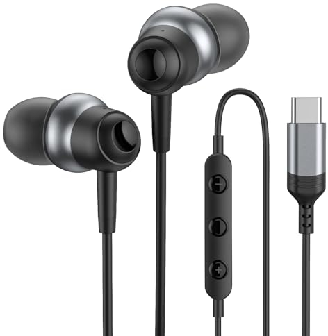 USB C Headphones for Samsung S24 Ultra S23 S22 Fe A55 A54 USB C Earphones Wired Magnetic in ear Type C with Microphones Volume Control for iPhone 16 15 Pro Max Plus ipad Pro Pixel 8/7/6 Laptop