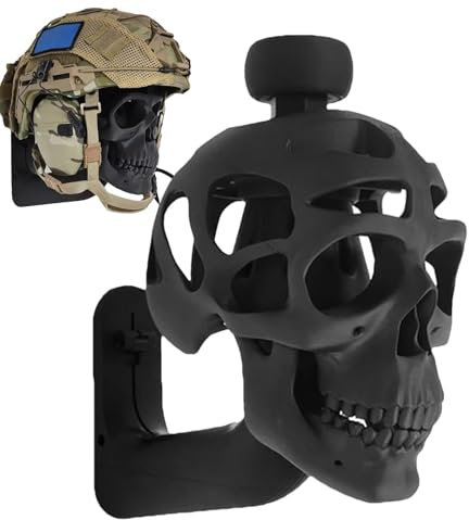 Qikam Skull Helmet Holder | Wall Mounted Motorcycle Helmet Holder | Gothic Skull Helmet Display Stand | Creative Motorcycle Helmet Rack | Multi-Uses Helmet Hanger for Helmet and Jacket